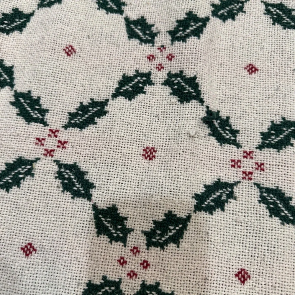 Fieldcrest Vintage Christmas Woven Throw Blanket Sleigh Holly Cotton 50x60 USA